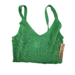 New Almost Famous Crochet Knit Green, Crochet Halter Top Women’s Large New